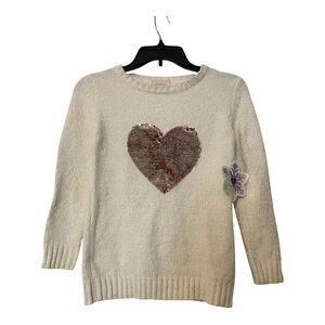 Girls Cream Sweater with Heart Design